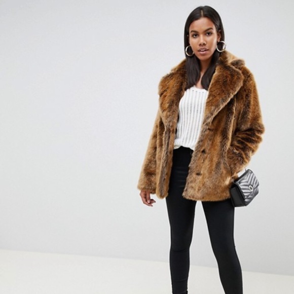 ASOS Jackets & Blazers - Asos Faux Fur brown coat